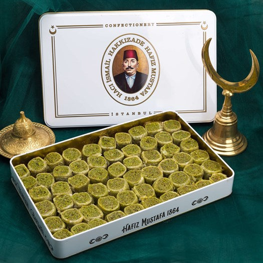 Palace Baklava with Pistachio in Metal Gift Box 2kg (70.54oz) - TurkishTaste.com