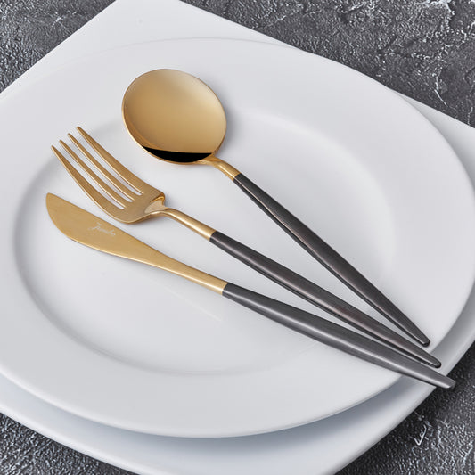 Stainless Steel Gold - Black 30 Pieces Flatware Set — 2