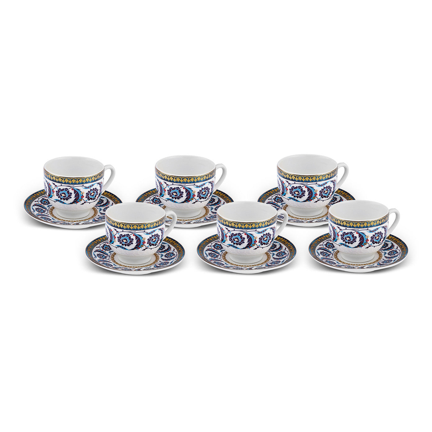 Turkish Ceramic Espresso Cups and Saucers Set with Pot and Turkish Coffee  Gift