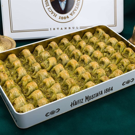 Cimcik Baklava with Pistachio in Metal Gift Box 2.1kg (76.19oz) - TurkishTaste.com