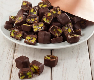 Bitter Chocolate Coated Turkish Delight with Pistachio Filling - TurkishTaste.com