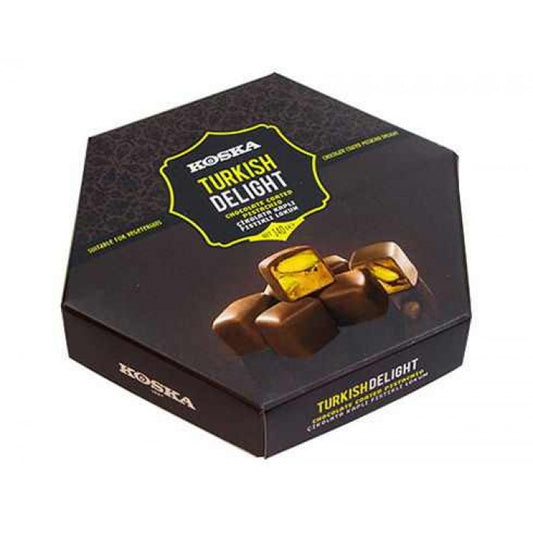 Turkish Delight with Pistachio Chocolate coated - TurkishTaste.com
