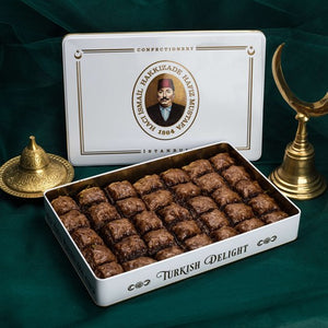 Baklava with Chocolate and Pistachio in Metal Gift Box 1.65kg (58.20oz) - TurkishTaste.com