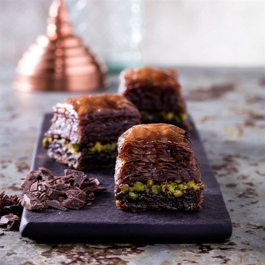 Chocolate Baklava with Pistachio - TurkishTaste.com