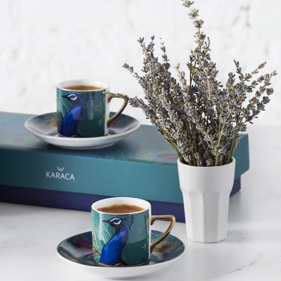 Turkish Coffee Cup Set Peacock
