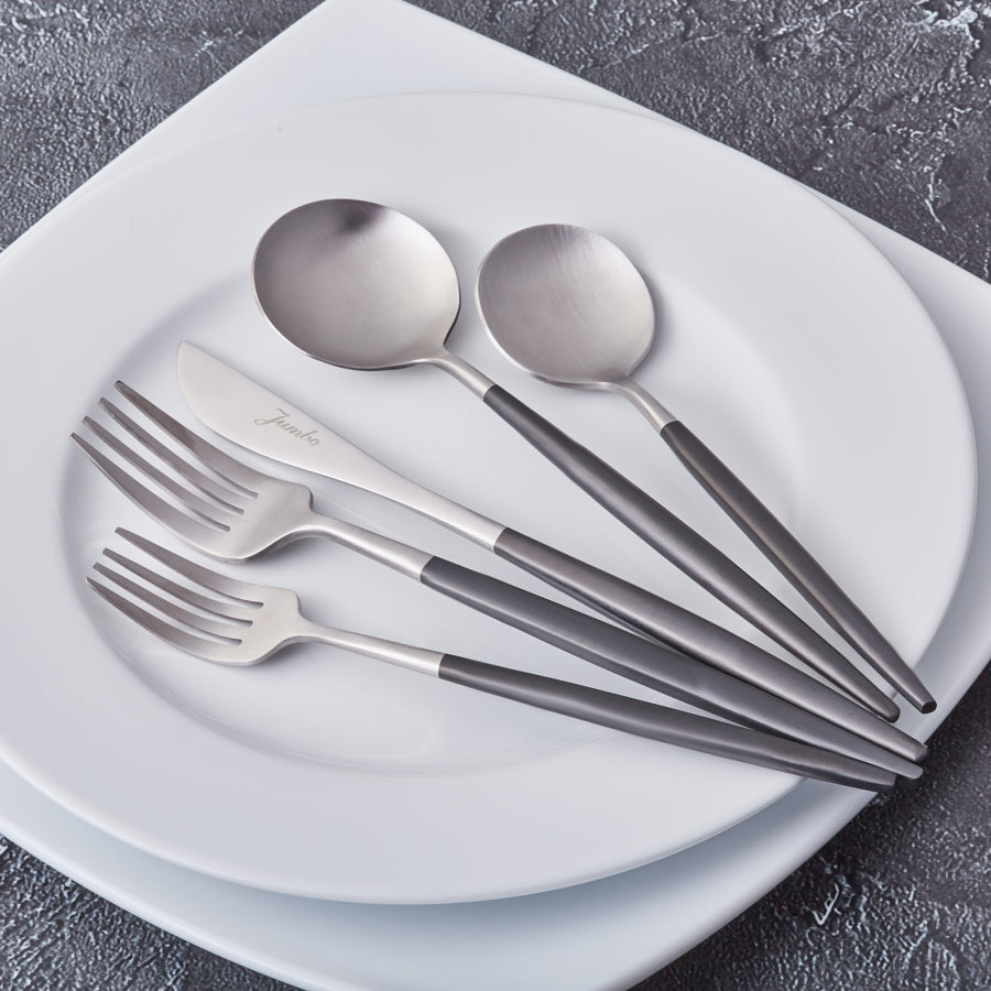 Stainless Steel Mate Steel - Black 30 Pieces Flatware Set