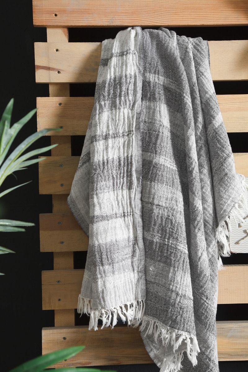 Sade Turkish Towel Peshtemal 100% Cotton Grey